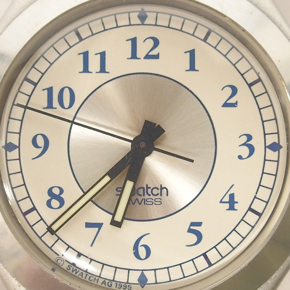 f002 Z3 152.スウォッチ Swatch アイロニー IRONY メンズ腕時計 ALUMINIUM クォーツ 正規レザーベルト 電池切れ ネコポス385円_画像2