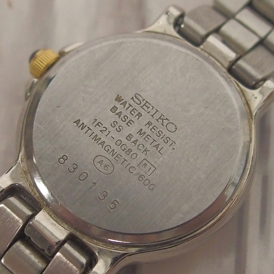 f002 Z1 稼働品 SEIKO セイコー LUCENT ルーセント 1F21-0G80 アイボリー文字盤 レディース腕時計 コンビ クォーツ ネコポス385円_画像2