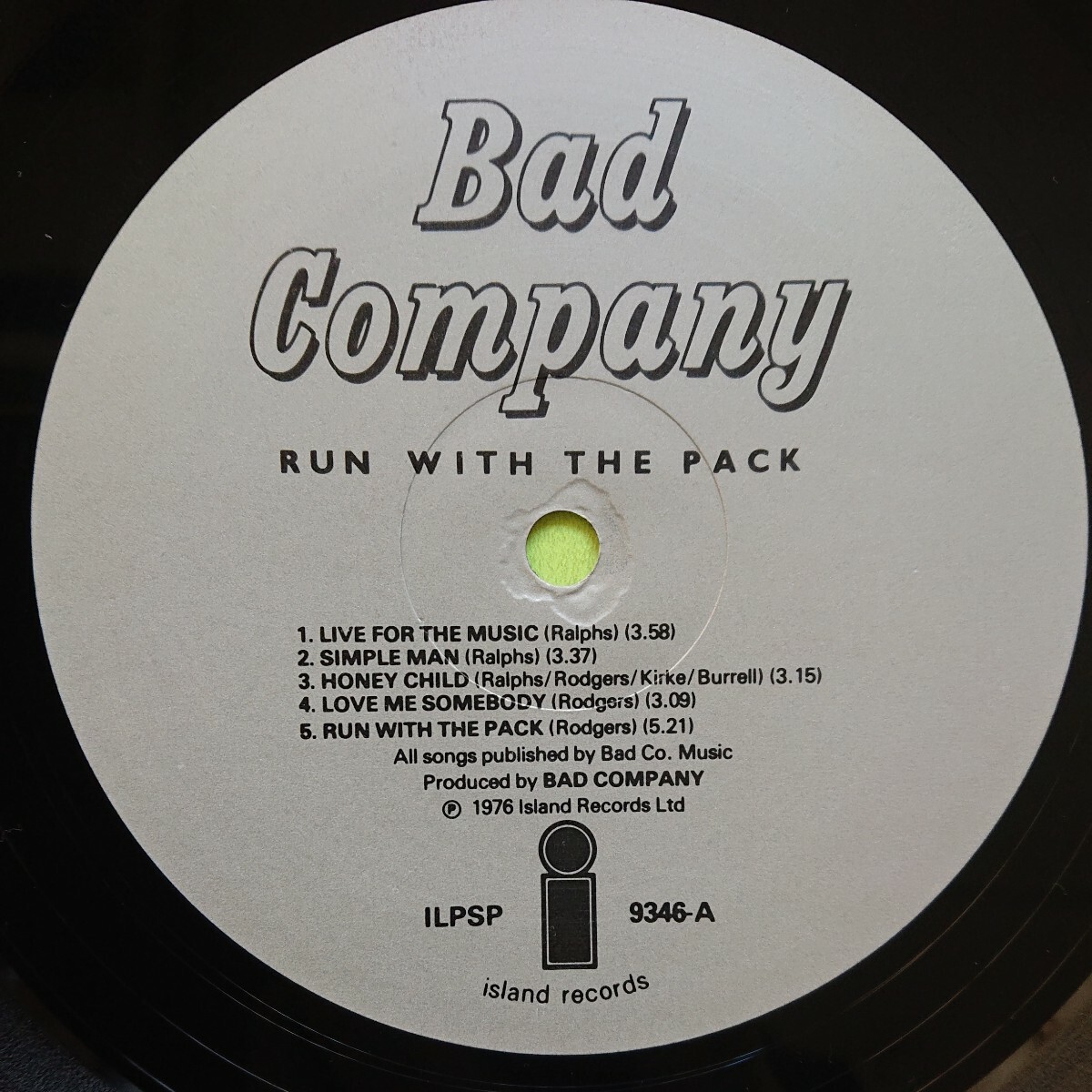 LP(輸入盤)/BAD COMPANY〈RUN WITH THE PACK〉の画像6