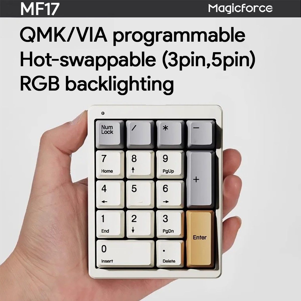 MAGICFORCE MF17 メカニカルキーボード（テンキー） QMK/VIA/ホットスワップ/RGBバックライト