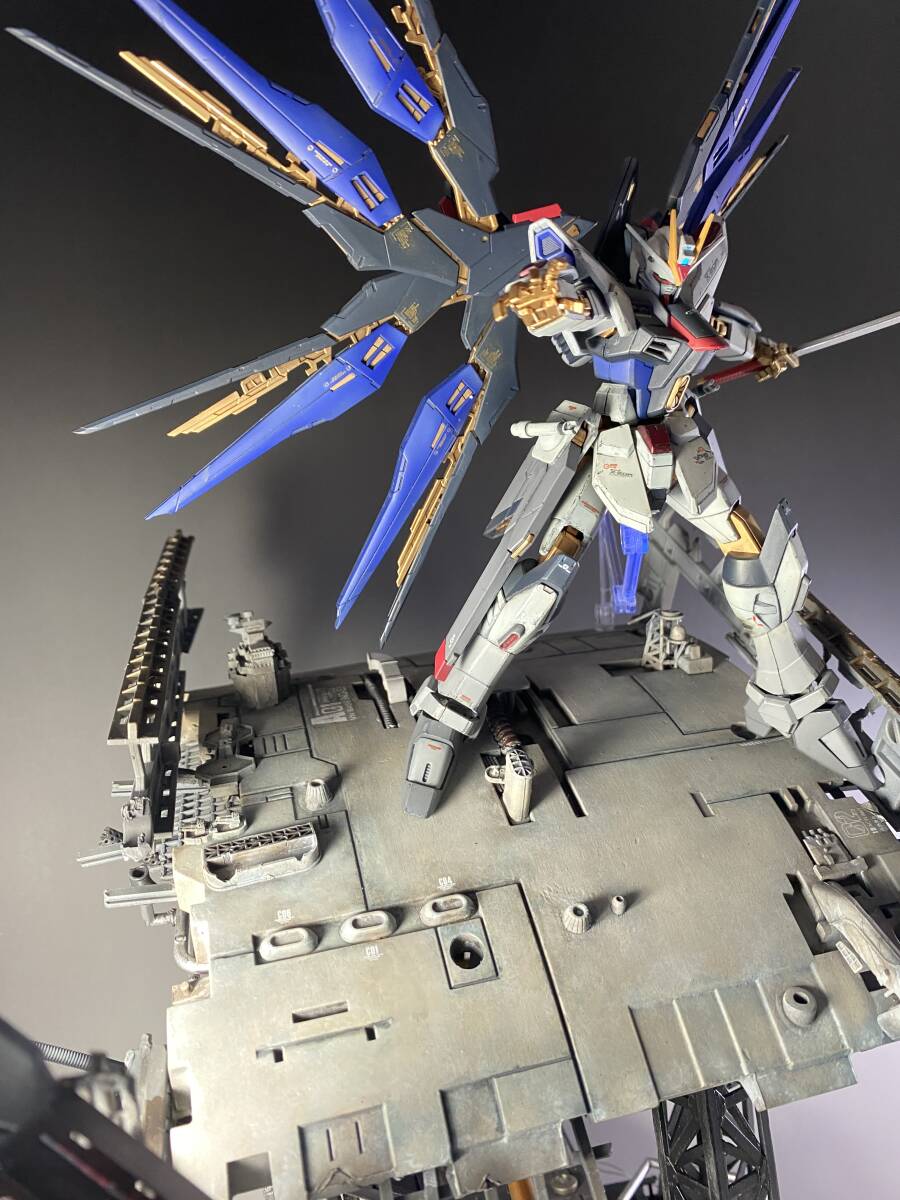 HG ストライクフリーダムガンダム + ロードアストレイΩ LED ジオラマ台座付 塗装済改修完成品 検（PG MG MGEX RG RE EG ガンプラ 完成品）_画像4