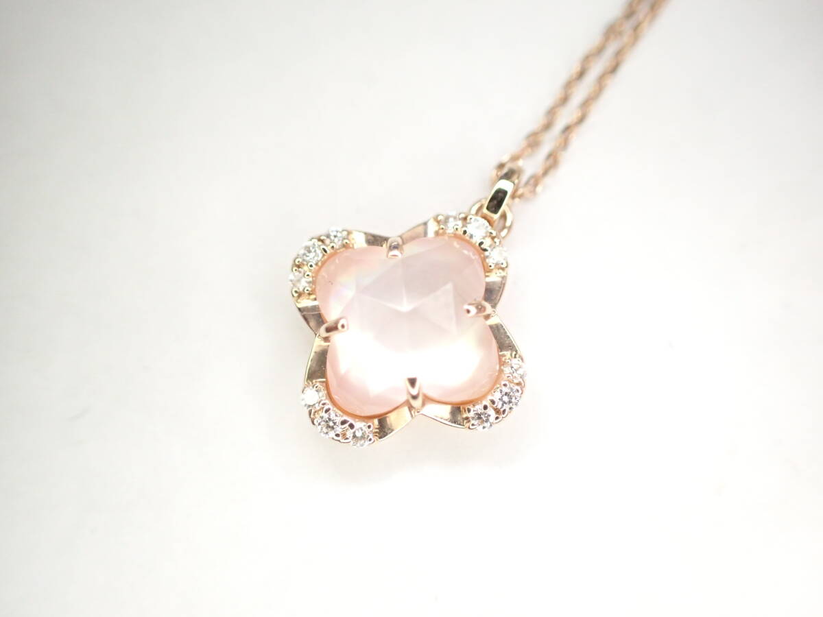 6/ Vendome Aoyama K18PG diamond ракушка rose кварц колье 