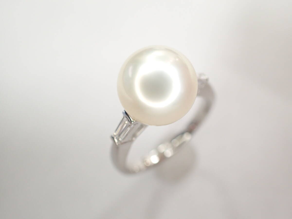 6/ прекрасный товар Mikimoto Pt950 жемчуг жемчуг примерно 9.3.. кольцо с бриллиантом кольцо 