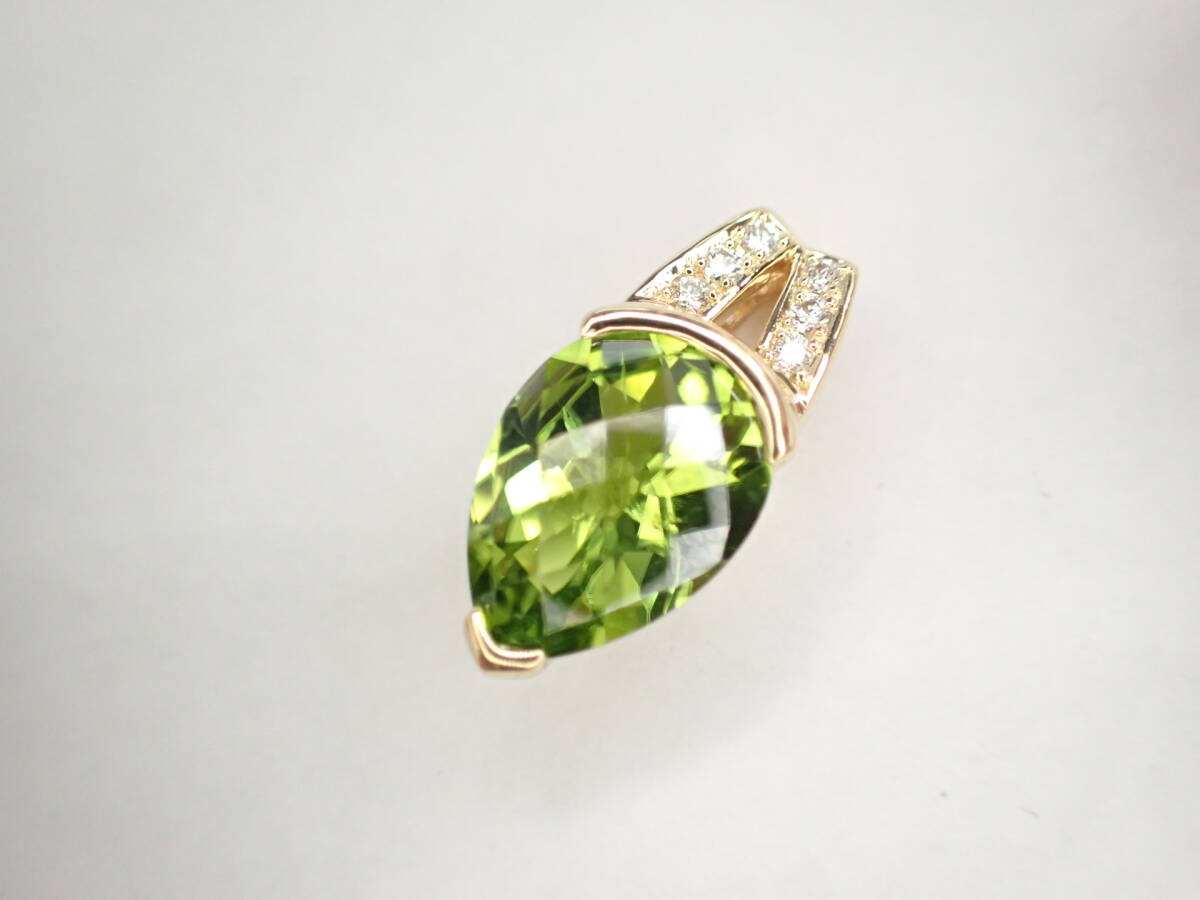 6/美品 田崎真珠 タサキ K18 ペリドット3.45ct ペンダントトップ_画像1