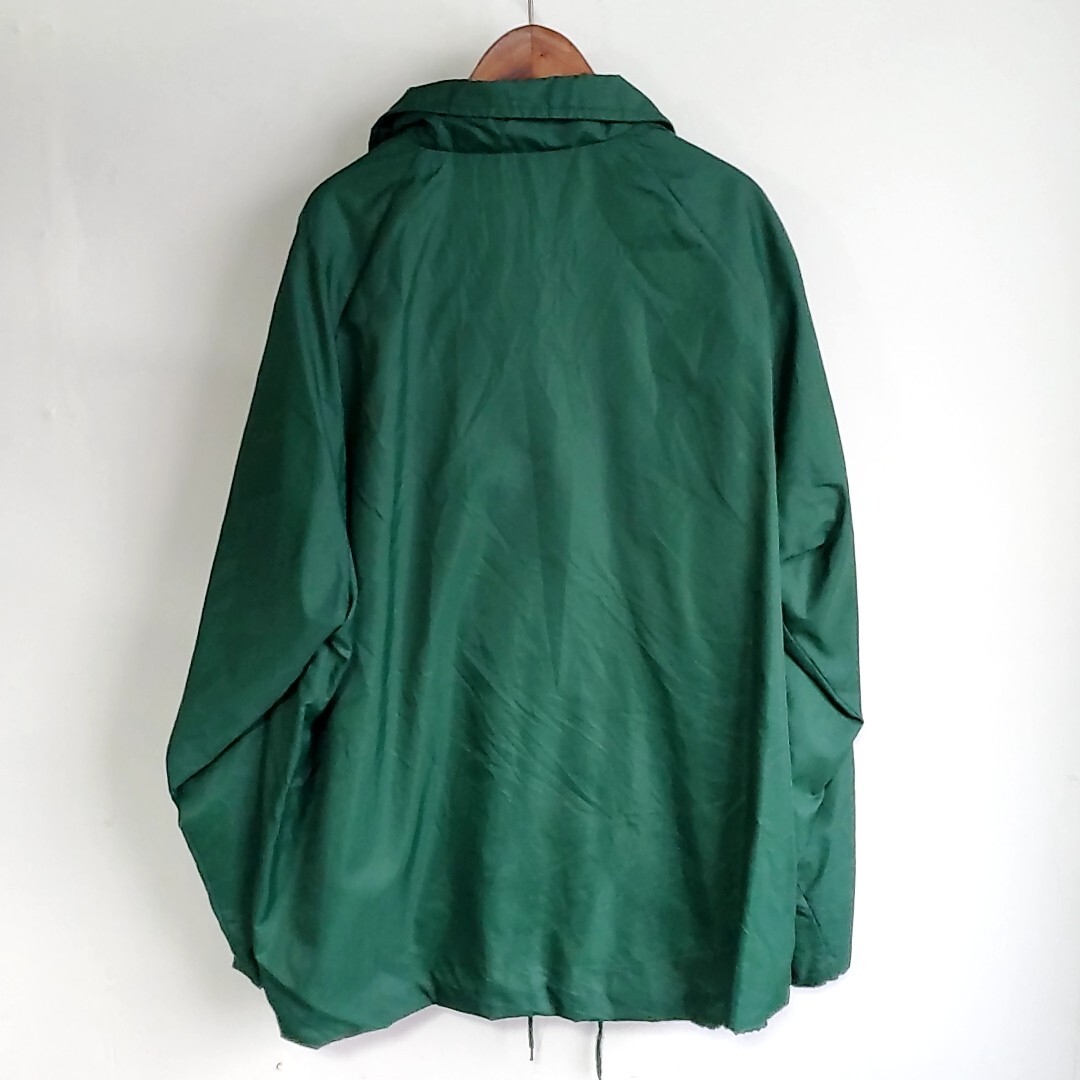 C62*80s USA made SPORTSMASTER nylon coach jacket sizeXL green green America made long sleeve old clothes used USED vintage