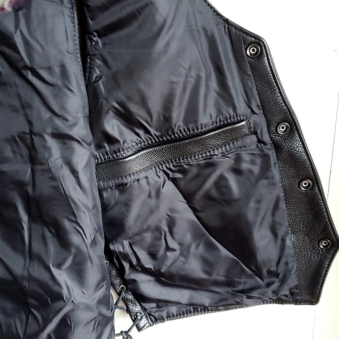 C4 【size46】USA製 FOX CREEK LEATHER レザーベスト 黒 C4 【size46】USA製 FOX CREEK LEATHER レザーベスト 黒
