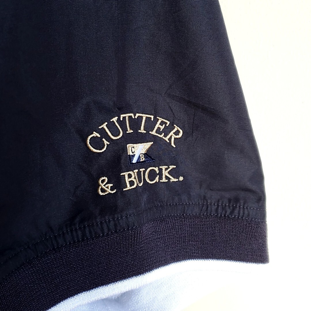 B76◆CUTTER&BUCK 半袖 ウォームアッププルオーバー sizeM 黒 ブラック Vネック プルオーバー 中古 USED 古着