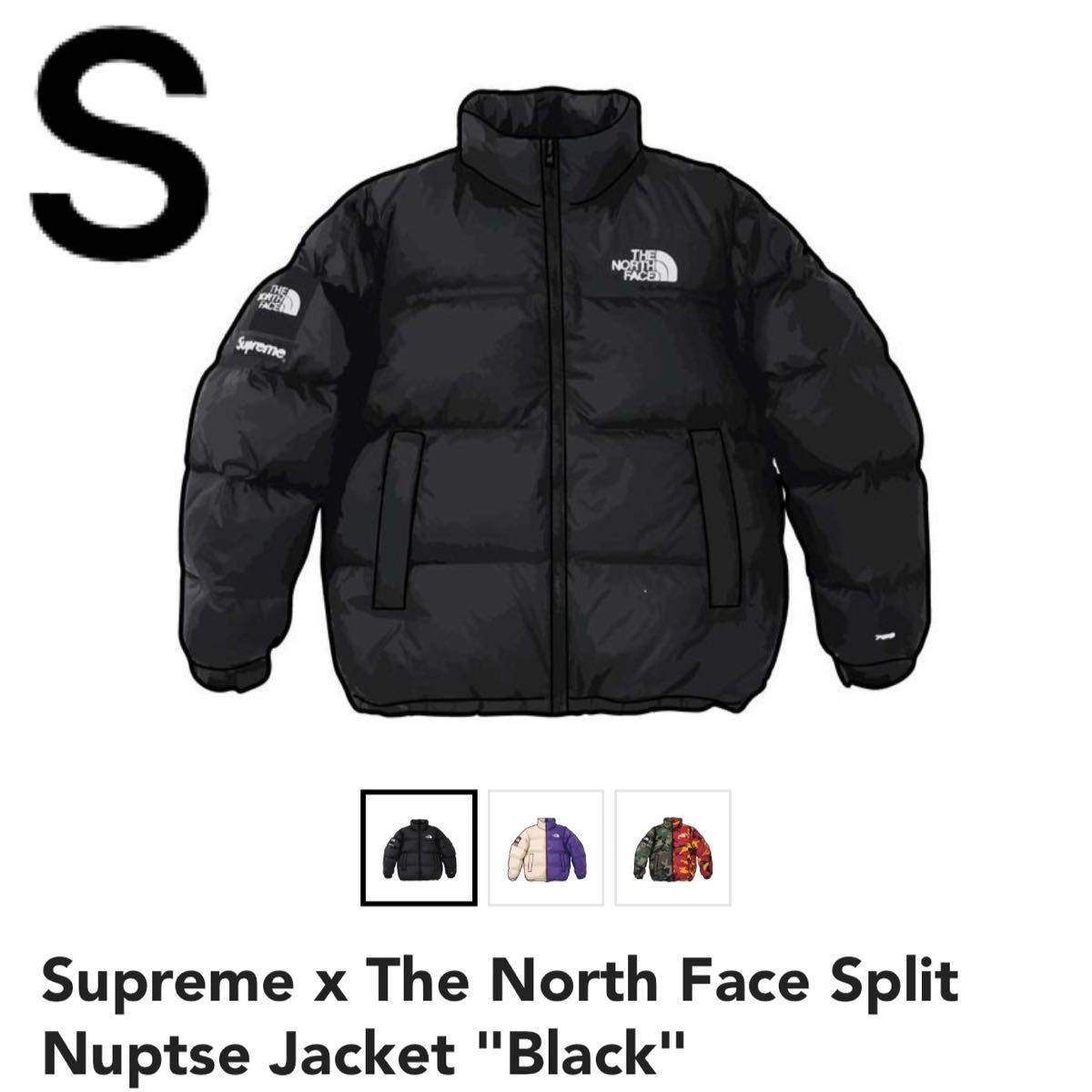 サイズ S Supreme x The North Face Split Nuptse Jacket Black