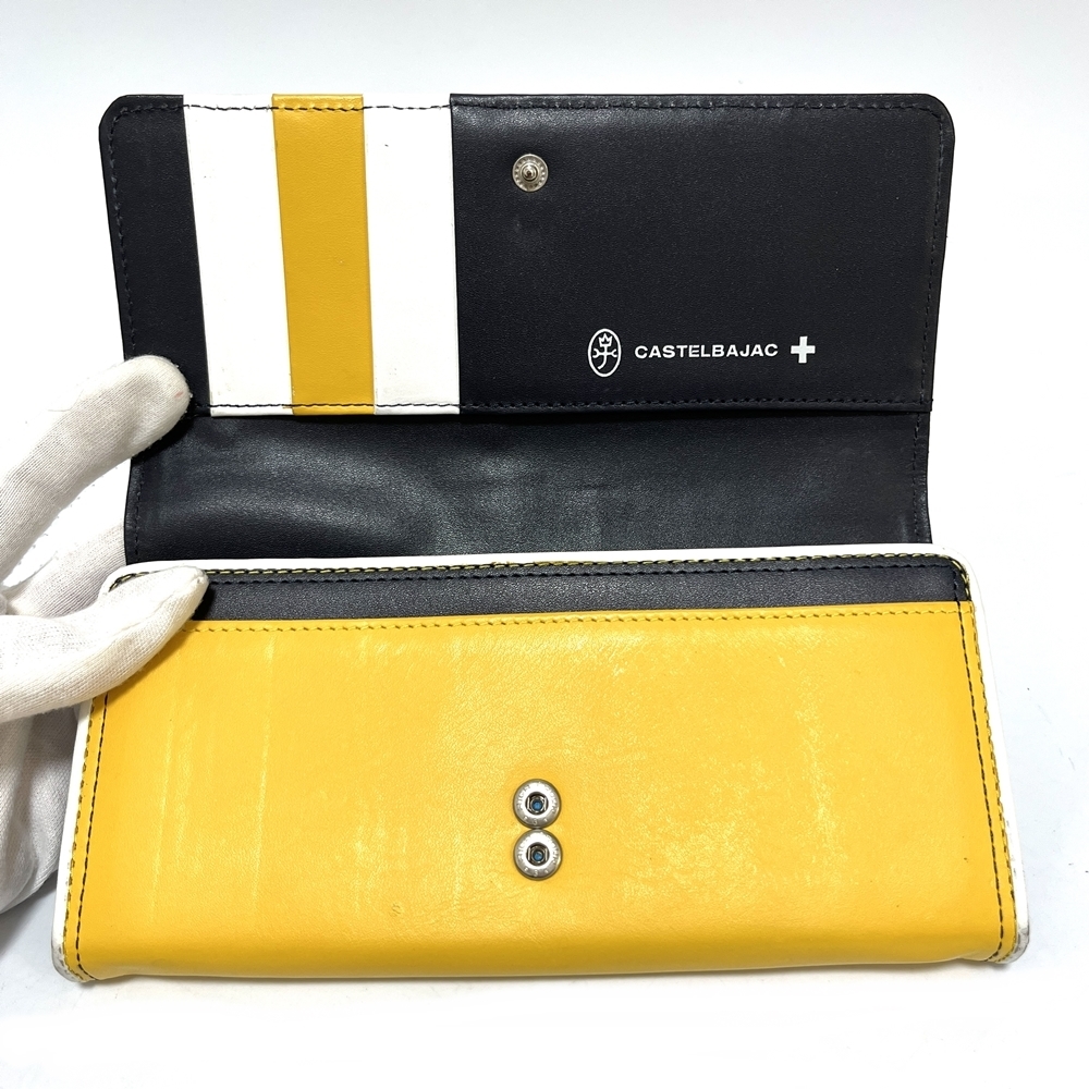  Castelbajac [CASTELBAJAC] длинный кошелек желтый цвет × бледно-голубой желтый голубой aqua удача в деньгах длинный бумажник 