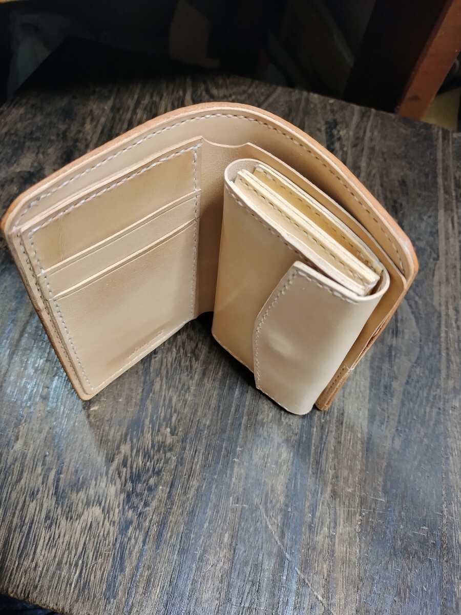 Middle Leather Wallet イタチョコ&栃木レザー☆フラップ無し_画像4