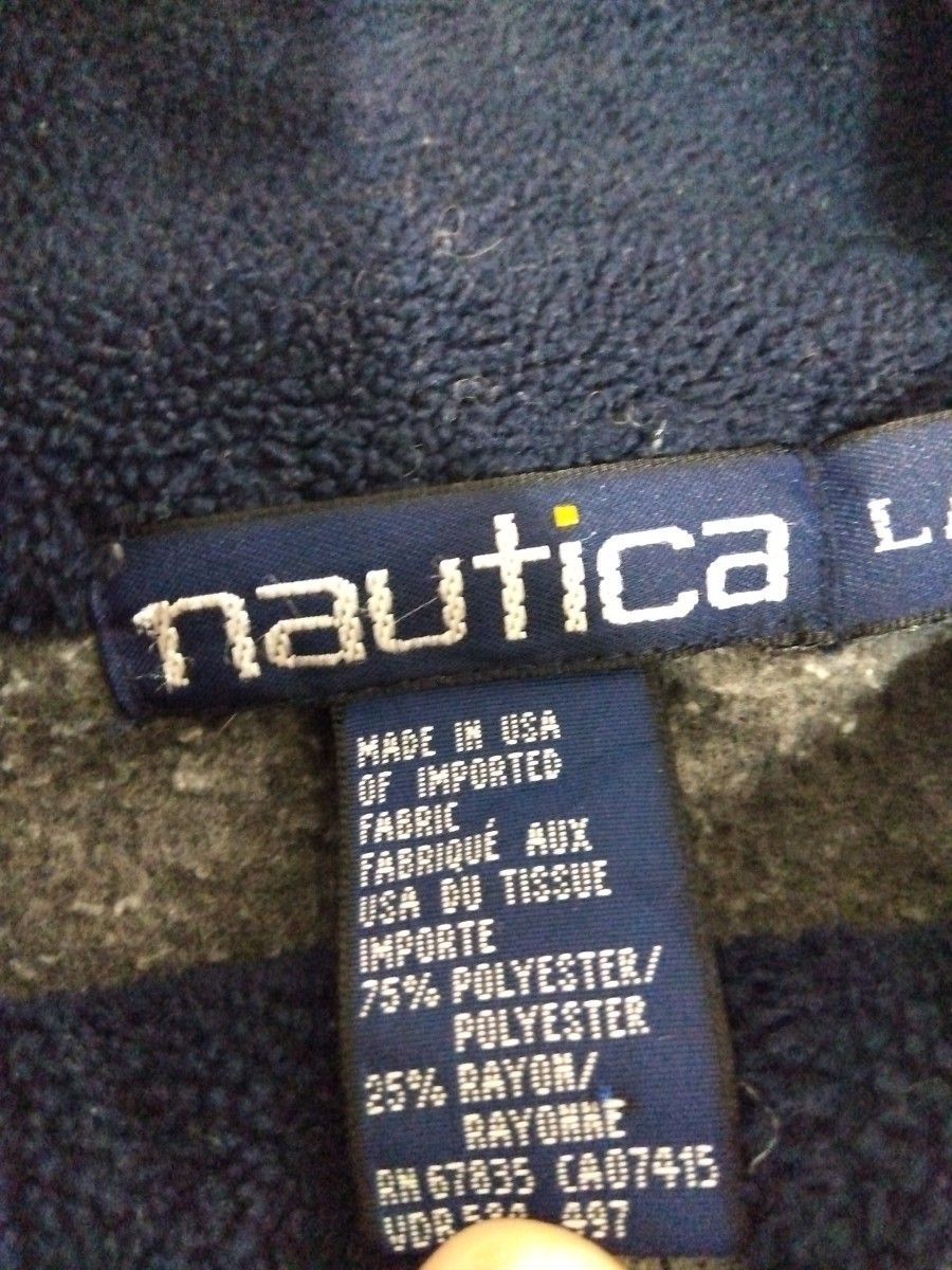 ノーティカ　アメリカ製　フリース　90s　NAUTICA　刺繍ロゴ　 ハーフジップ プルオーバー