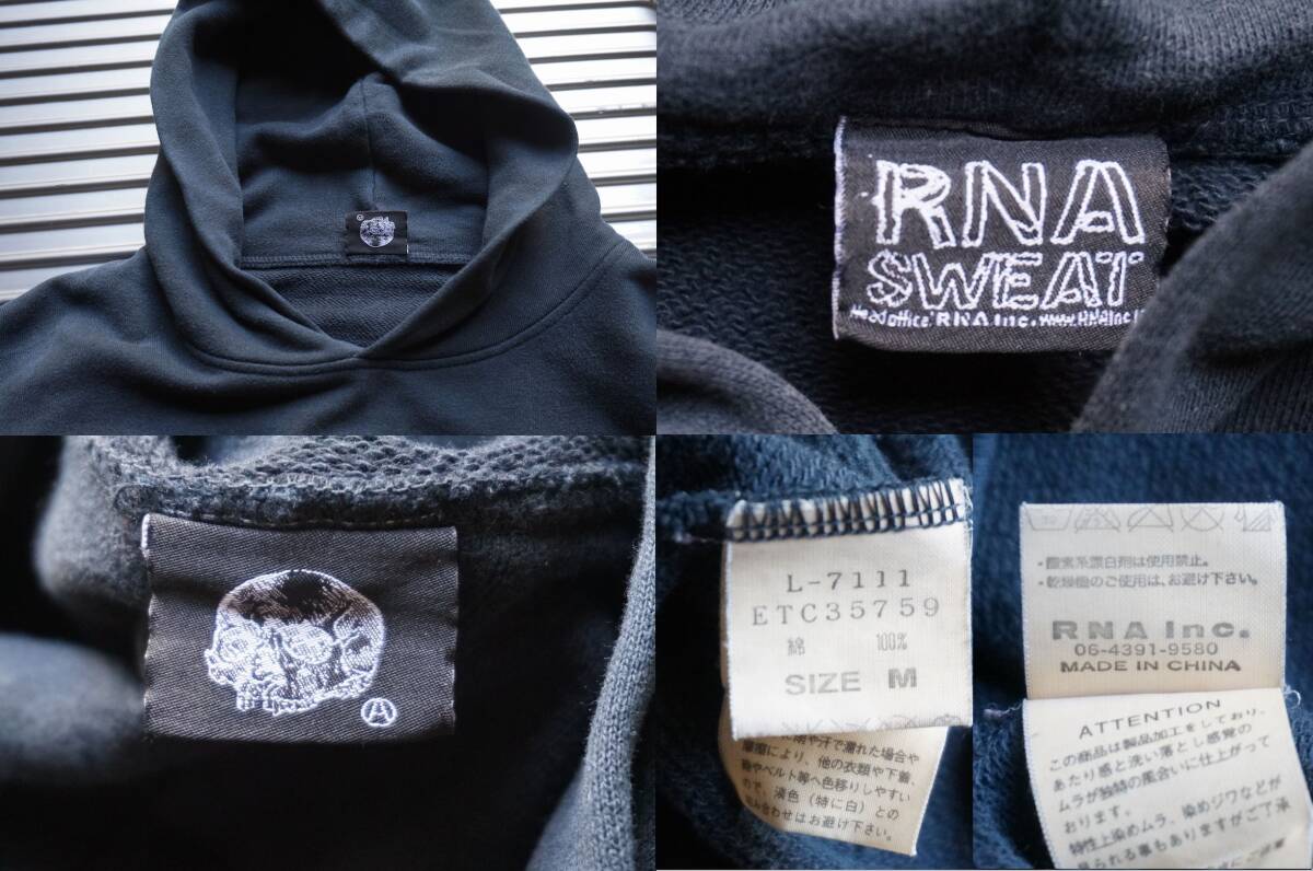 RNA Sweat RUMBLE WHEELS 紺 ネイビー×ラズベリーピンク プルオーバー スウェット パーカー M メンズL相当_画像10