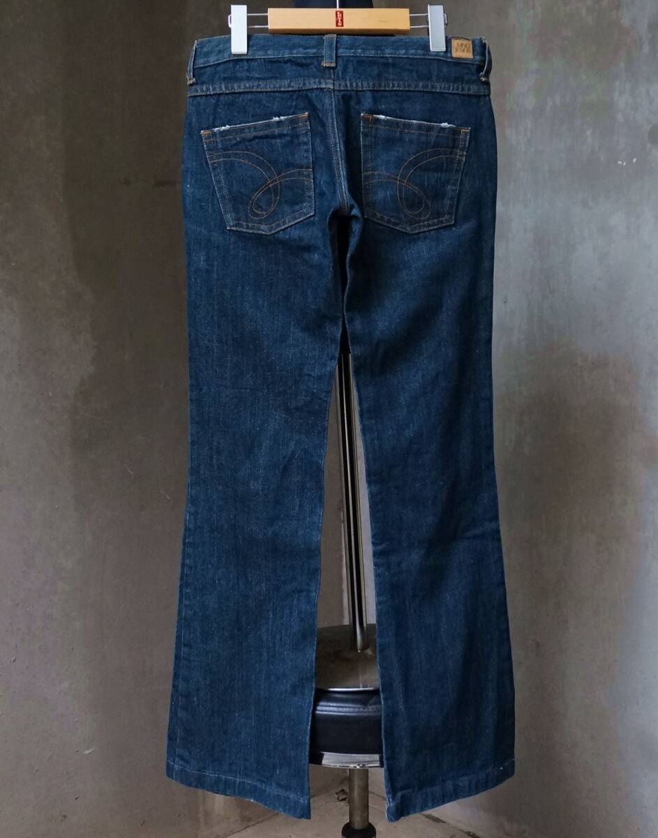 美品 90s マンゴ MANGO MNG jeans ヴィンテージ ダメージ加工 ローライズ ベルボトム ブーツカット デニム ジーンズ EUR36 USA4 W78 H96_画像2