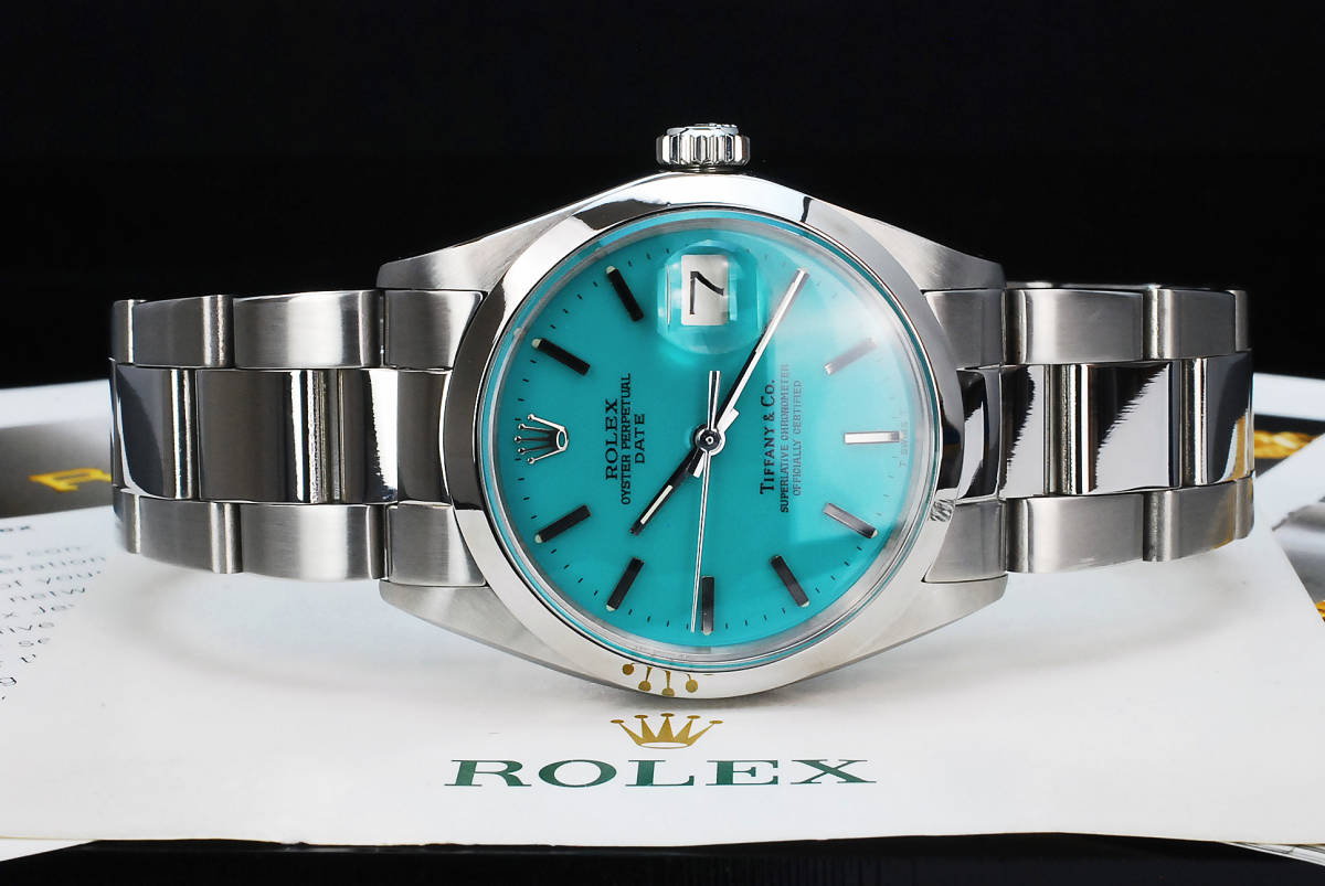 S級極美品【2年/本物保証】ターコイズブルー オイスターパーペチュアル ROLEX デイト 34mm Ref.1500 Cal.1570 純正ベゼル OH済 メンズの画像5