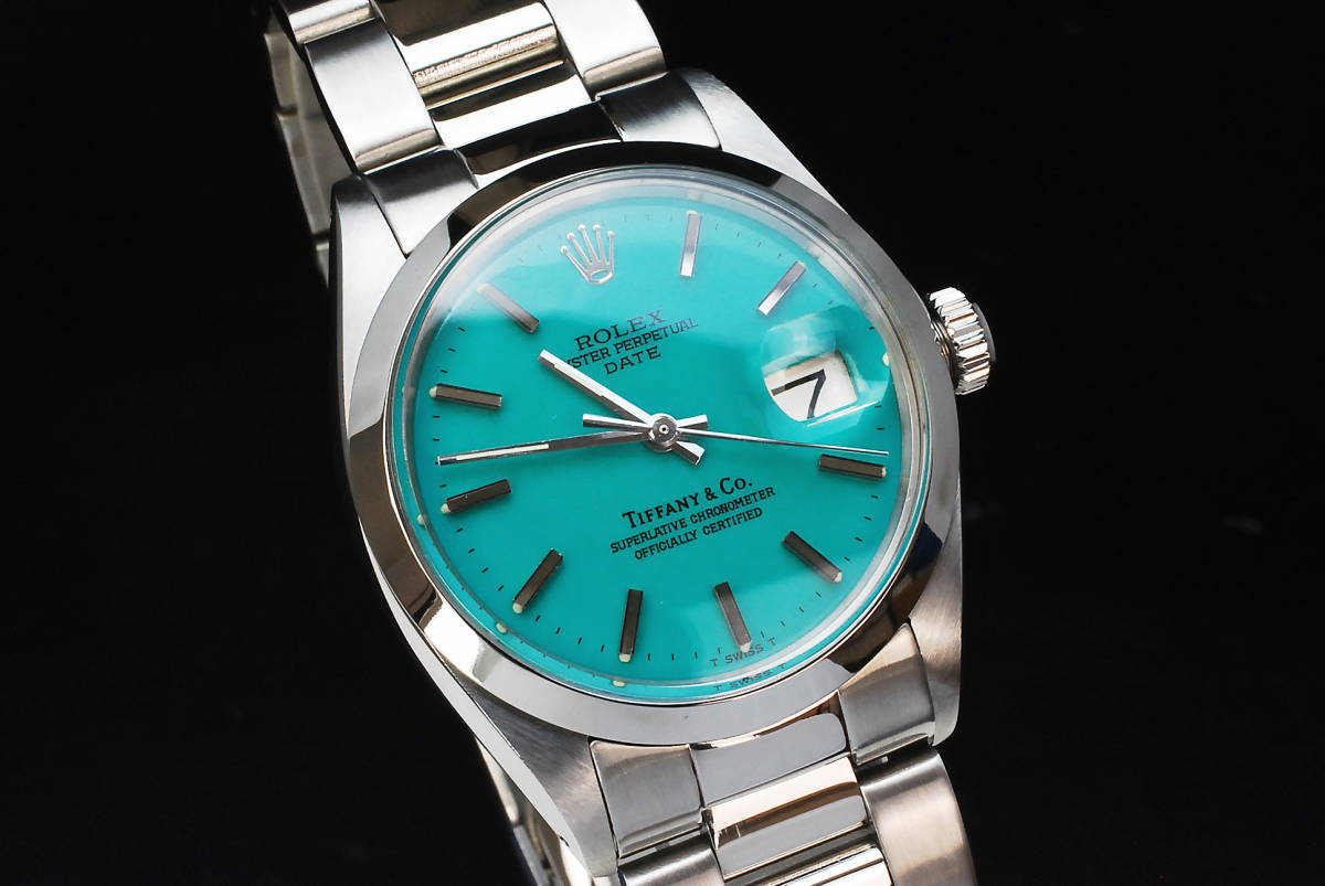 S級極美品【2年/本物保証】ターコイズブルー オイスターパーペチュアル ROLEX デイト 34mm Ref.1500 Cal.1570 純正ベゼル OH済 メンズの画像6