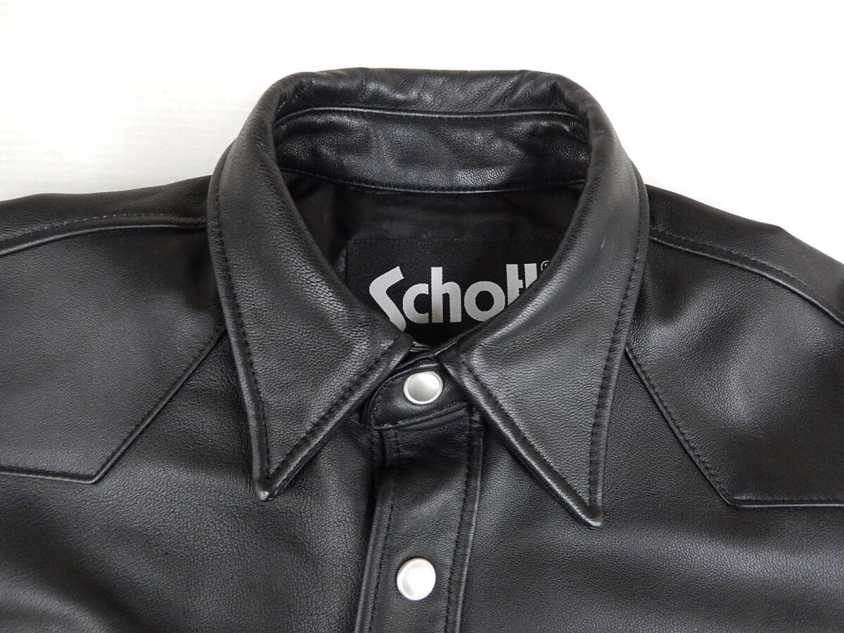 Schott　LAMB LEATHER SHIRT　サイズS　NO.3111029　ショット　ラムレザーシャツ_画像2