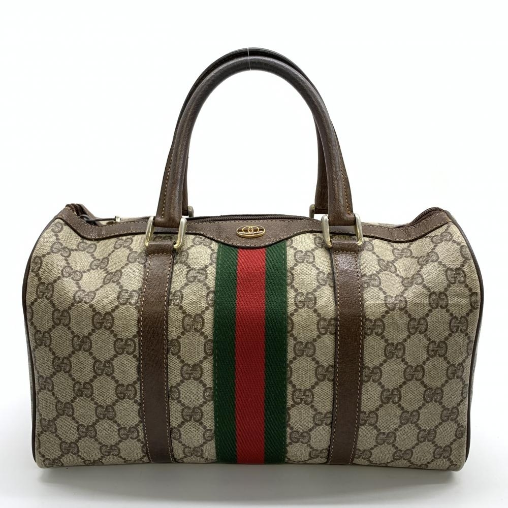 GUCCI グッチ 012.3842 ミニボストンバッグ ハンドバッグ オールドグッチ シェリーライン GG柄 PVC ファスナー開閉 管理HS36405_画像1