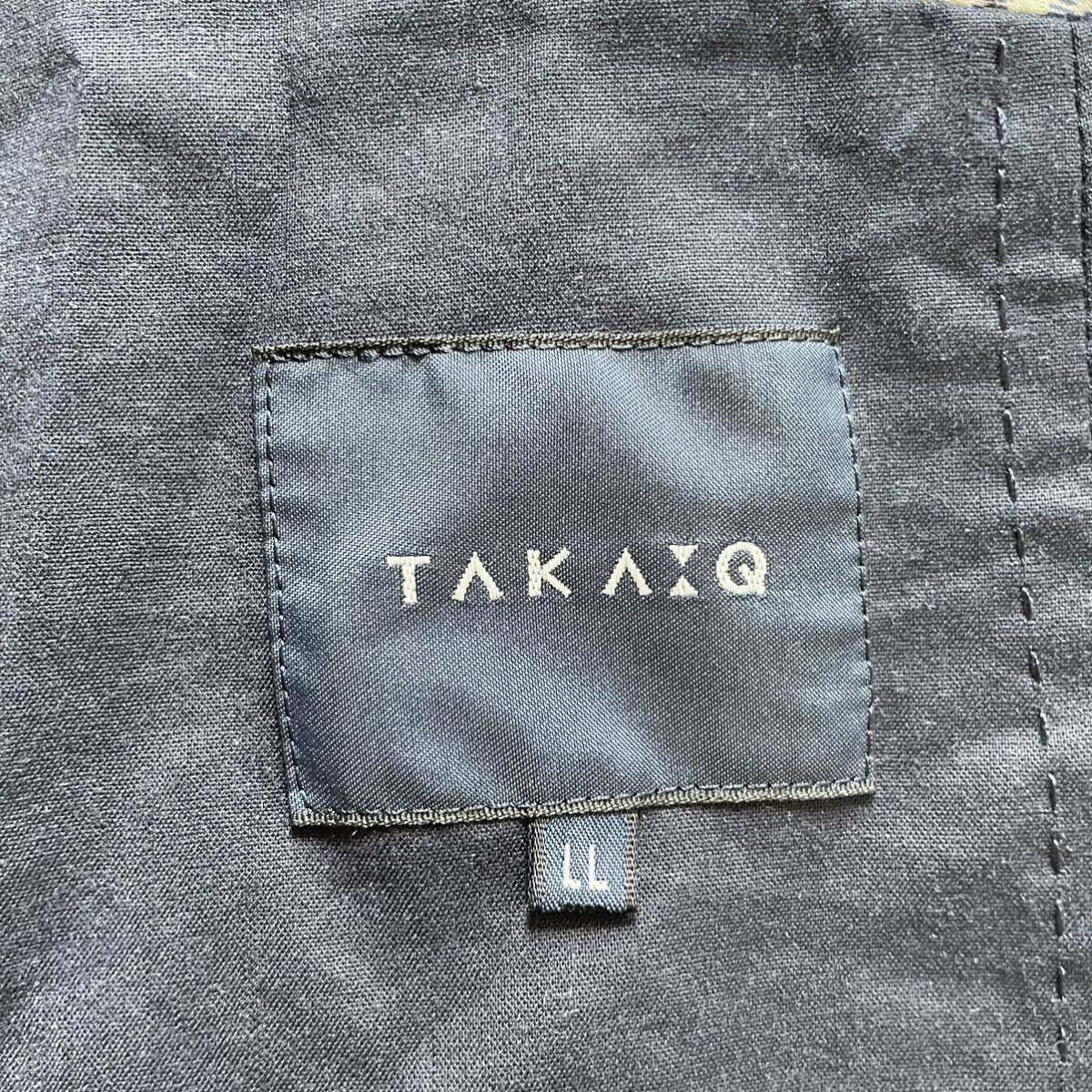 【希少LLサイズ】　TAKA Q タカキュー テーラードジャケット ネイビー ブレザー ストレッチ アンコンジャケット XLサイズ　ペイズリー_画像10