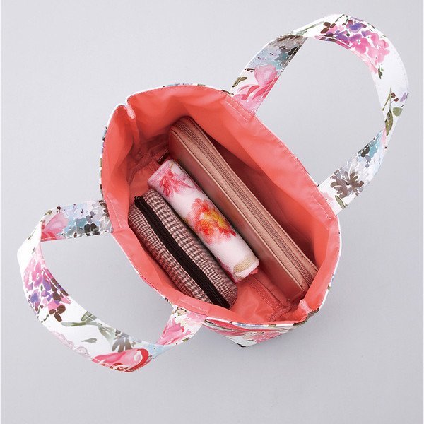 ３個　アロマーヌ・トートバッグ　かわいい　水彩画タッチ　カラフルな花々のおしゃれなプリント_画像7