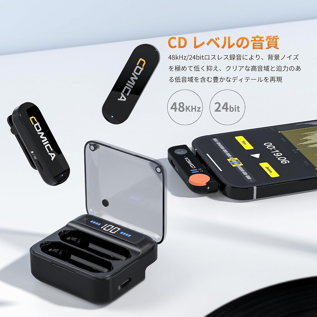 [ new goods ]COMICA Lightning wireless wireless Mike sending receiver set Vimo S-MI black color MFi certification 5 hour operation iPhone iPad iOS Type-C charge 