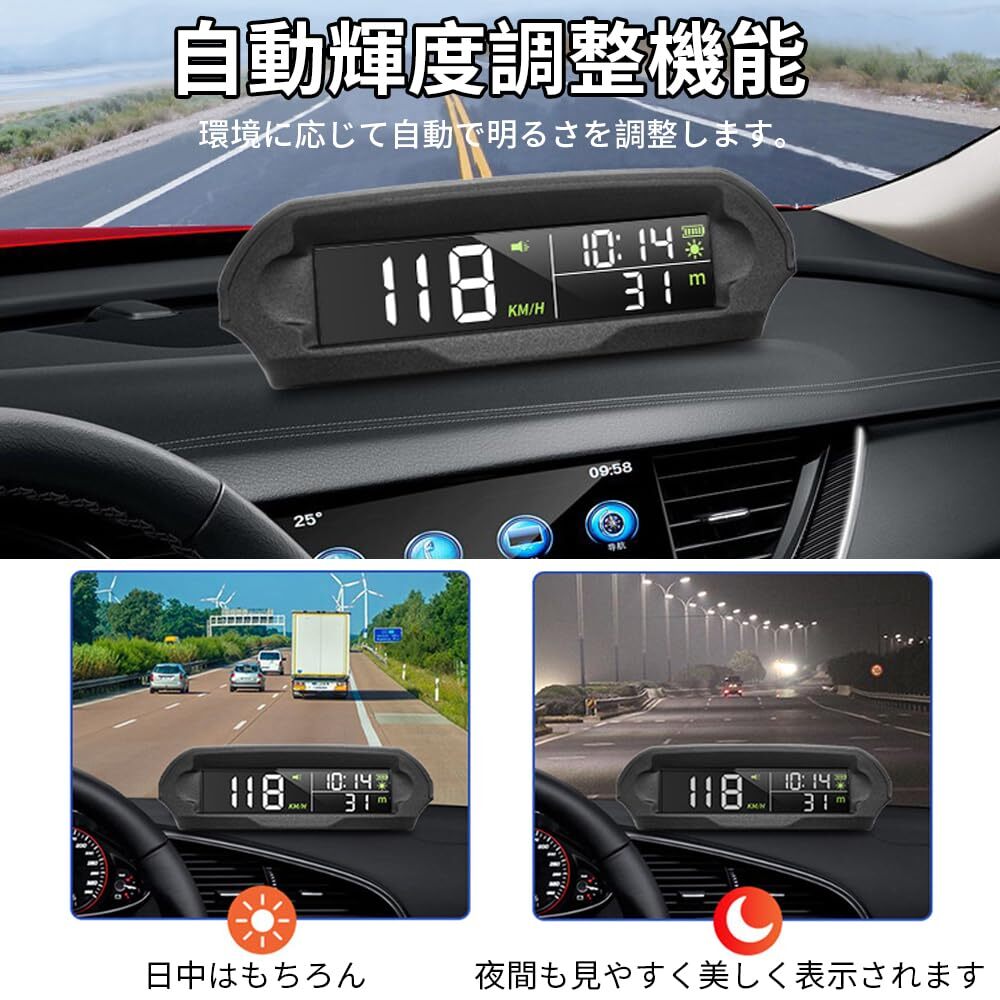  HUD ヘッドアップディスプレイ 多機能デジタルメーター GPS速度計 タコメーター 車載スピードメーター 時間/速度/高度/温度表示 _画像5