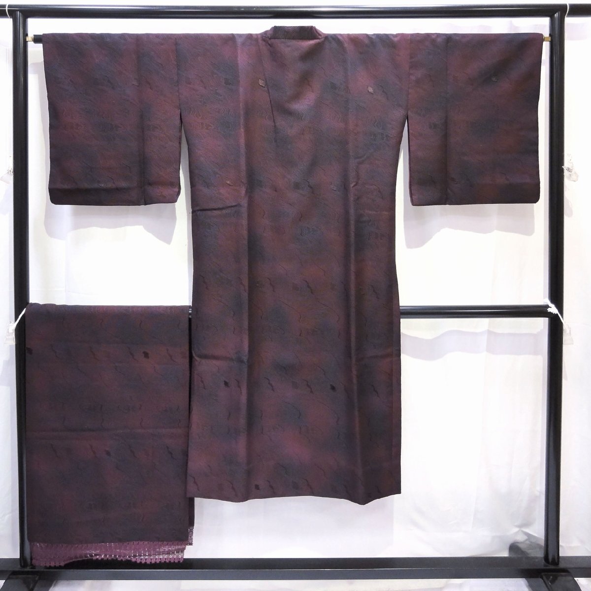 正絹・輪奈ビロード・着物・和装コート・ショール付・No.200701-0472・梱包サイズ60