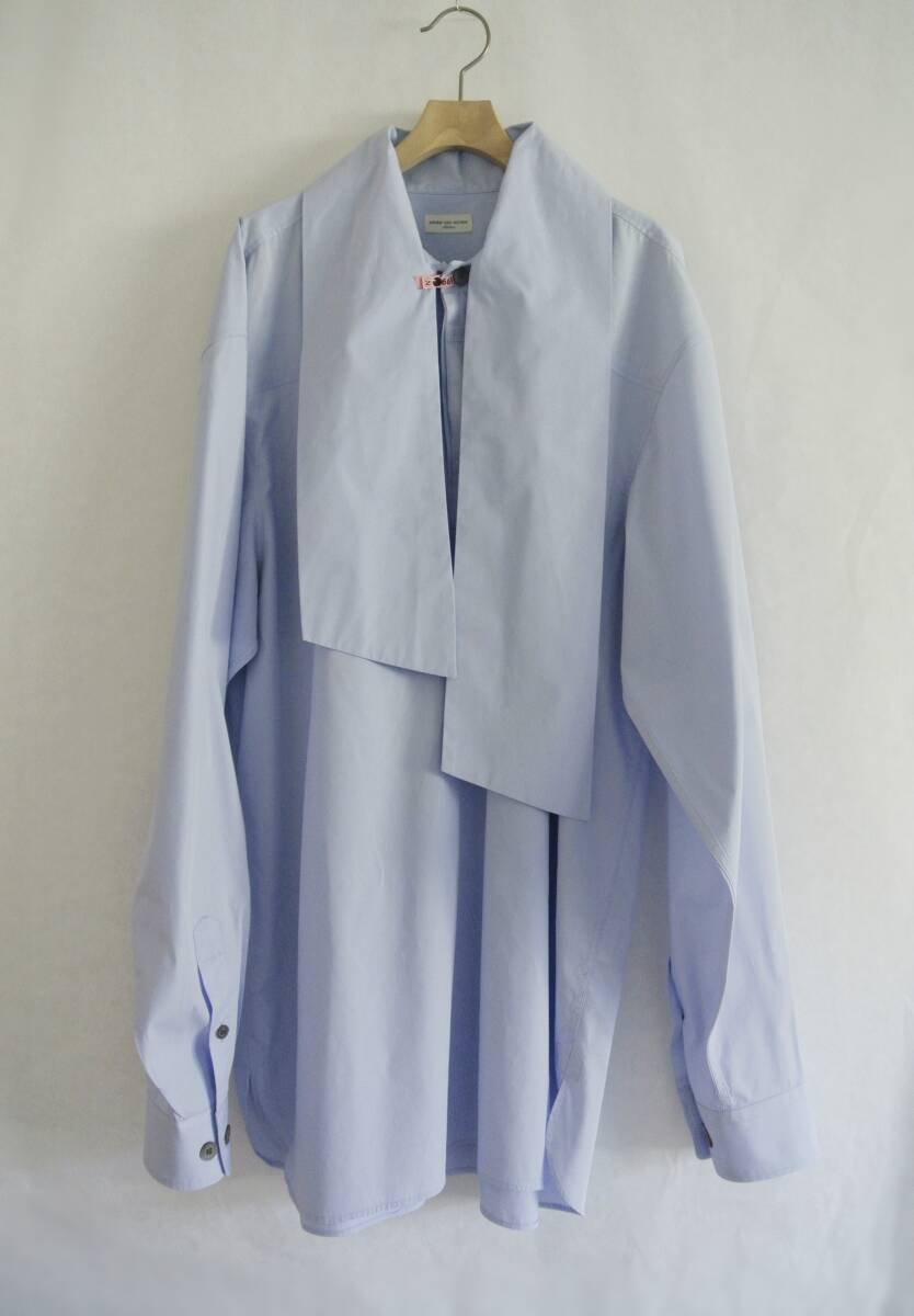 DRIES VAN NOTEN/ドリスヴァンノッテン Blue Bow Collar Shirt ボウタイ オーバーサイズ シャツ ライトブルー サイズ：M(オーバーサイズ)_画像1