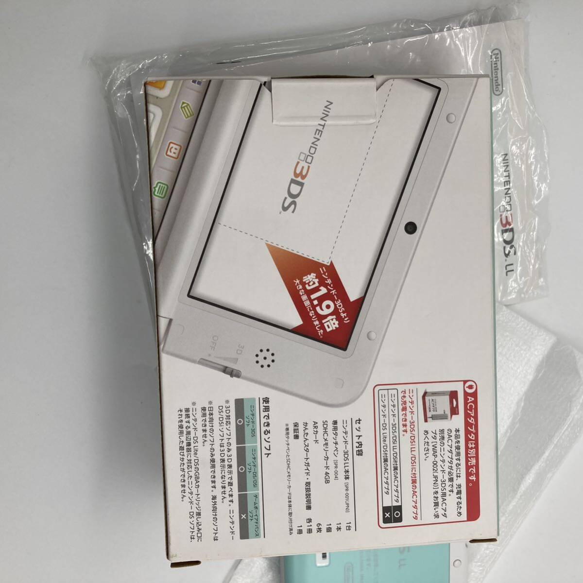 美品 Nintendo 任天堂 ニンテンドー 3DS LL 本体 ミント×ホワイト ミントホワイト 欠品なし 付属品完備の画像9