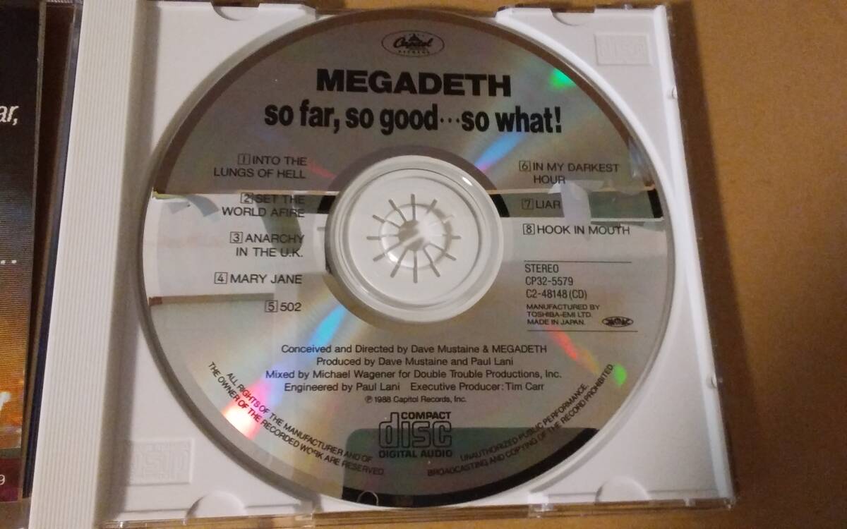 【初期プレスCP32-5579】MEGADETHのSo Far, So Good... So What!国内帯付きCD。_画像3