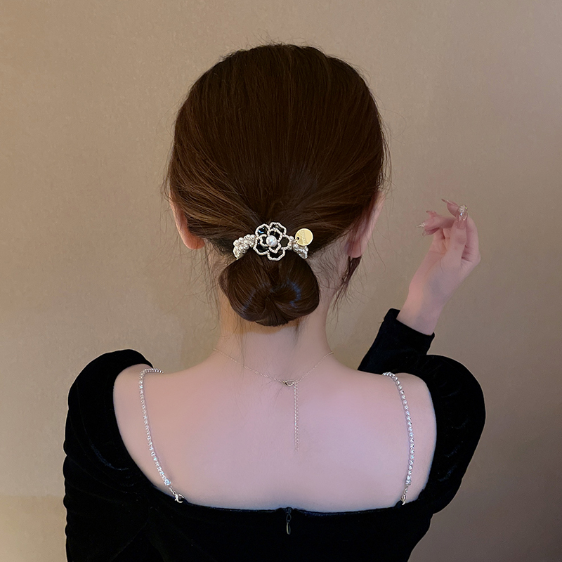2点セット シュシュ ヘアロープ 真珠のヘアゴムの花のゴムバンドポニーテールヘッドバンドとヘアアクセサリー2個ヘアゴム _画像10