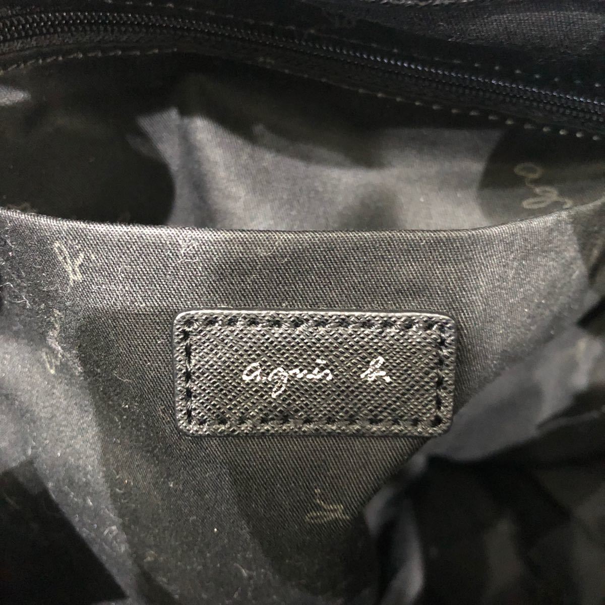 agnes b VOYAGE Agnes B handbag neat's leather 100% black one shoulder bag shoulder ..GS23 pouch bag silver metal fittings beautiful goods 