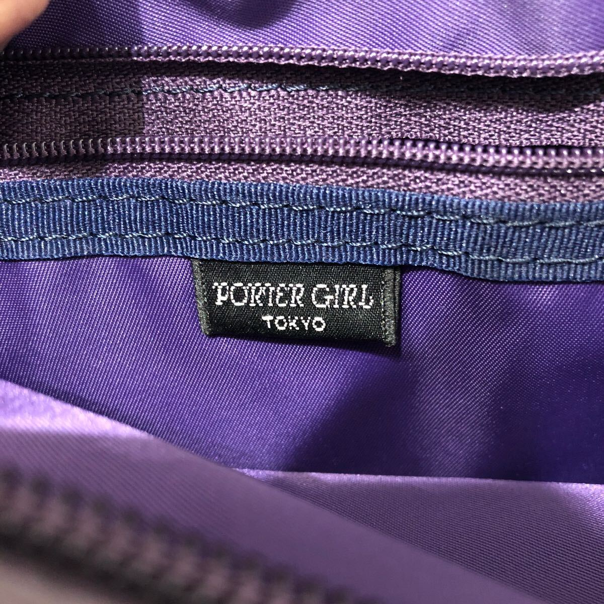 PORTER GIRLポーター ショルダーバッグ ナイロン PUコーティング パープル 吉田カバン ドット柄 ゴールド金具 鞄_画像8