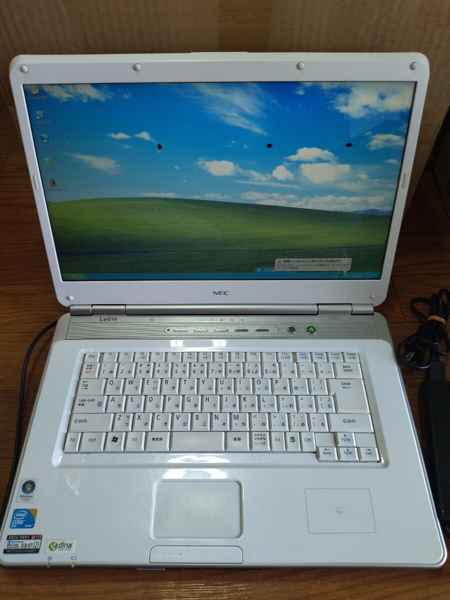 ■Windows XP■ SP3 intel P8600 2.40GHz メモリ 4GB HDD250G 15.6インチビジネスモデル NEC Lavie LL730/TG office2007 電源コード付JUNK_画像1