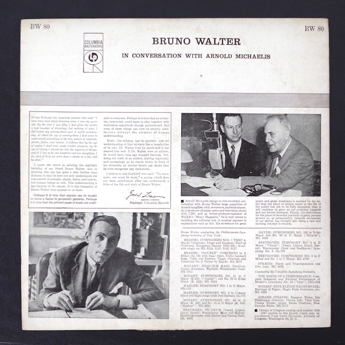 Bruno Walter In Conversation With Arnold Michaelis US盤 BW80 クラシック_画像2