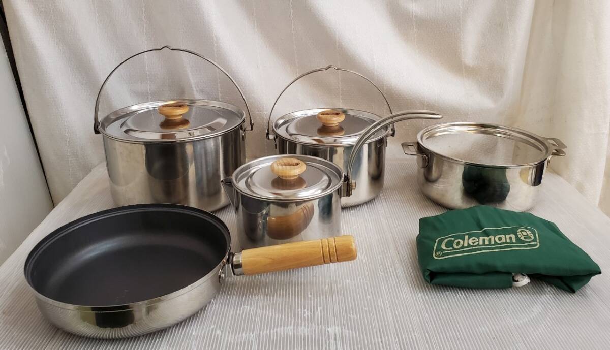 コールマン Coleman クッカー 鍋 フライパン 5点セット 収納袋付き アウトドア 調理器具の画像1