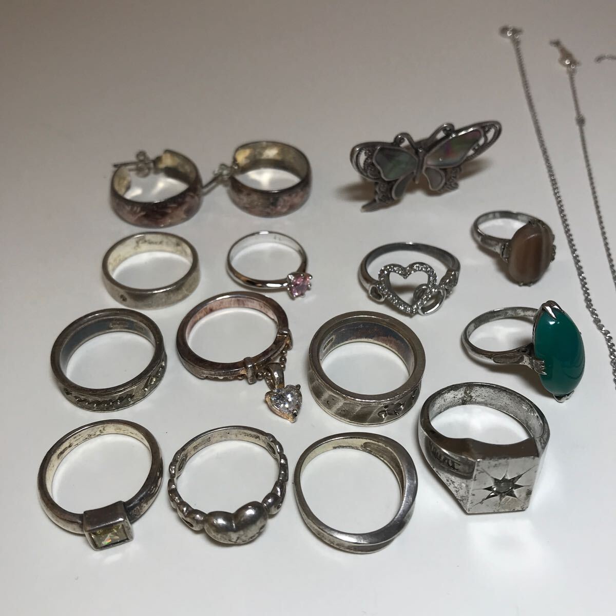 Silverアクセサリー 指輪 ネックレス シルバー 925など刻印有り まとめてジャンク品 の画像2