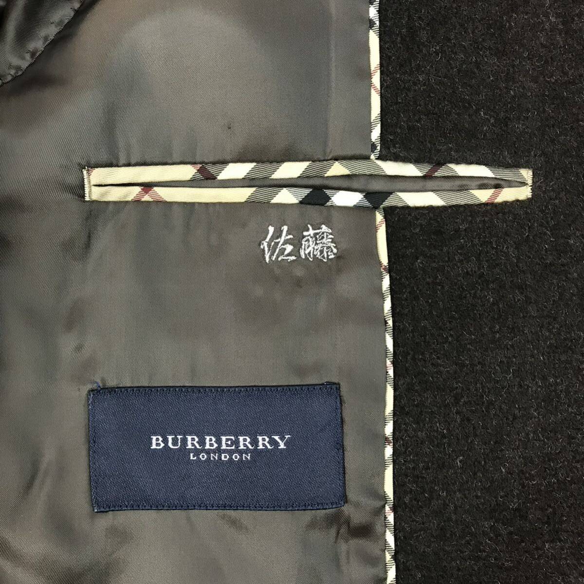 h161 BURBERRY LONDON バーバリー ウール アンゴラ カシミヤ ジャケット コート ツイード ブラウン L 日本製 ヴィンテージ 正規品 メンズ_画像5