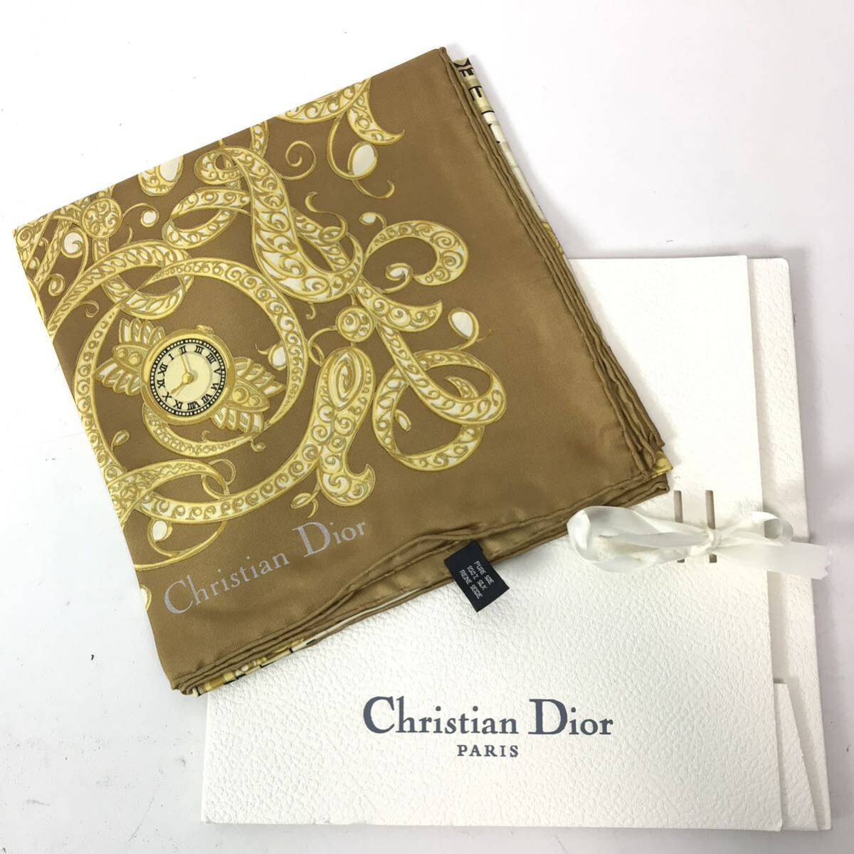  h176 未使用 Christian Dior クリスチャン ディオール 大判 スカーフ シルクスカーフ 絹 silk 100% イタリア製 ヴィンテージ 正規品_画像10