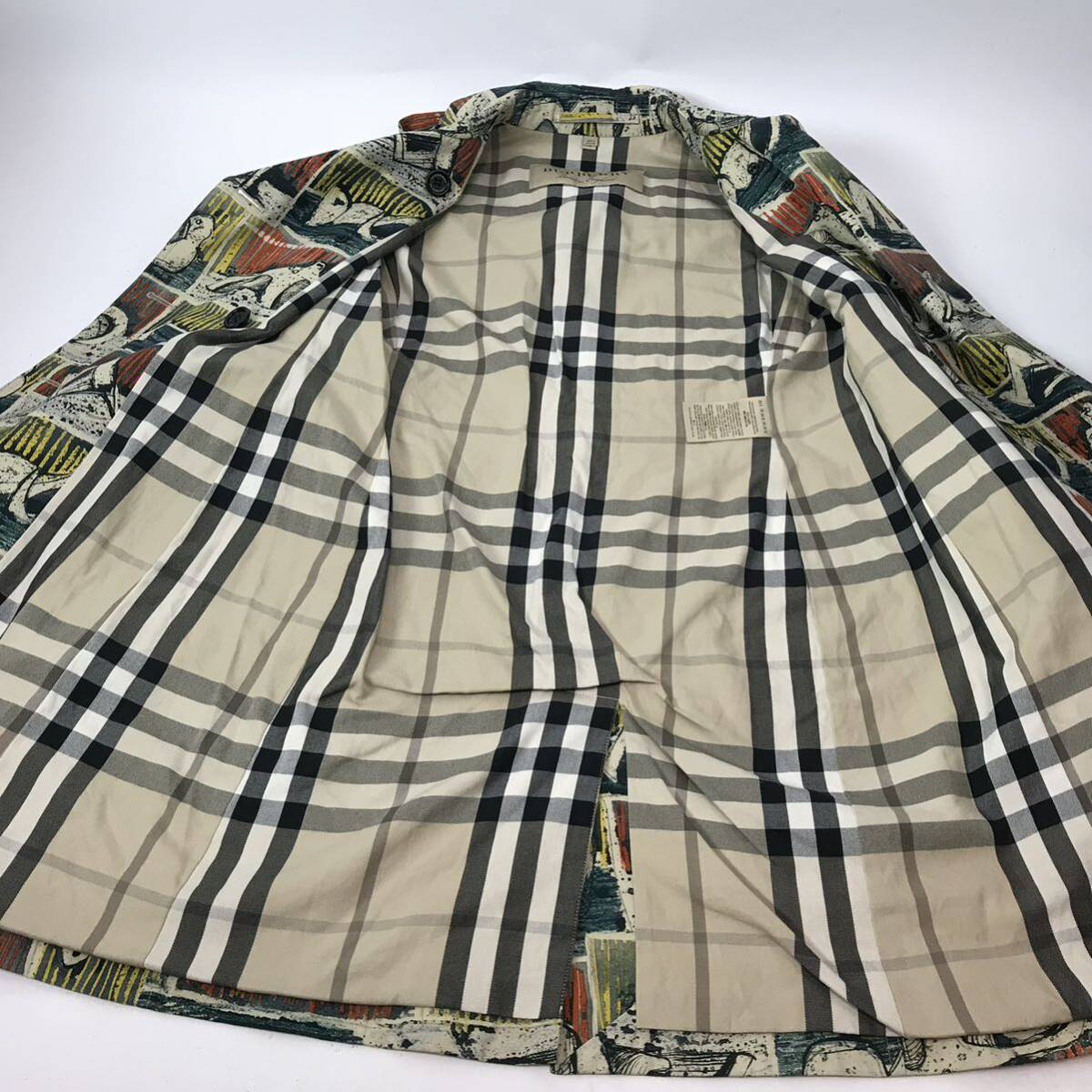 h227 BURBERRY バーバリー 2017ss コレクション 総柄 トレンチコート ジャケット ロングコート UK8 コットン 100% 正規品 レディース_画像5