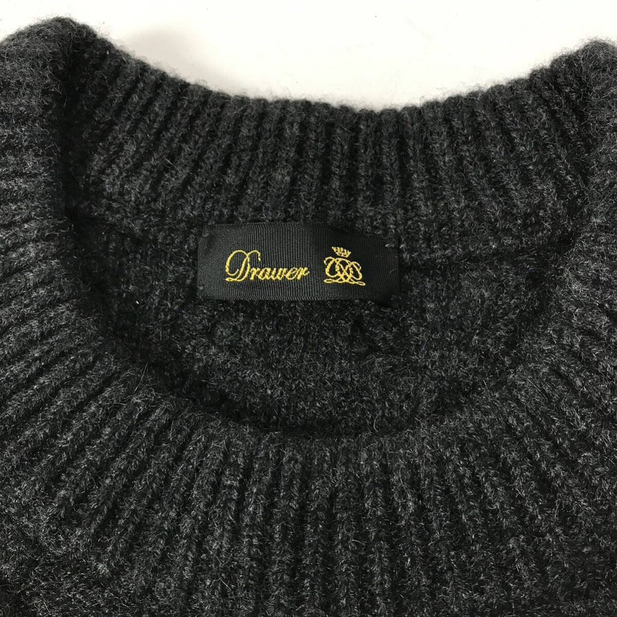 h104 良品 Drawer ドゥロワー 2019AW 3Gアランフリンジ ニットベスト カシミヤ トップス セーター ニットジレ グレー cashmere 100% 正規品_画像5