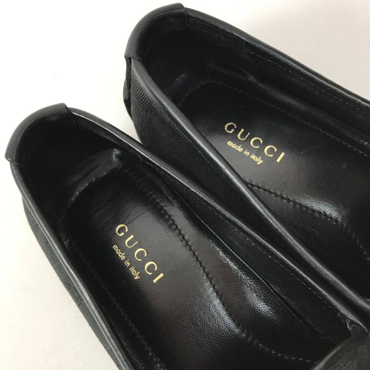 h287 GUCCI グッチ GG柄 ドライビングシューズ ローファー スリッポン パンプス 37.5 イタリア製 ブラック 正規品 091003 レディース_画像10