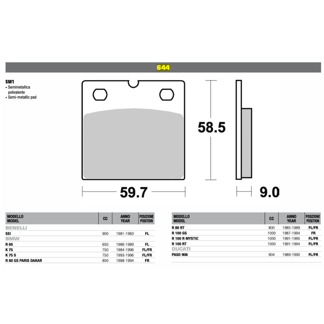【希少パッド】BRAKING セミメタルパッド BMW R 80 GS PARIS DAKAR R100GS #644SM15M_適合機種です