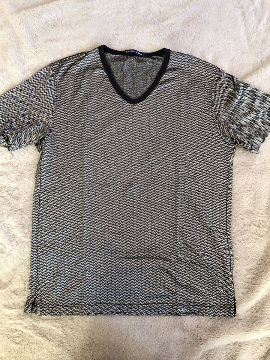 ニコルセレクション　半袖 VネックTシャツ カットソー シルバー　サイズ46 M_画像1