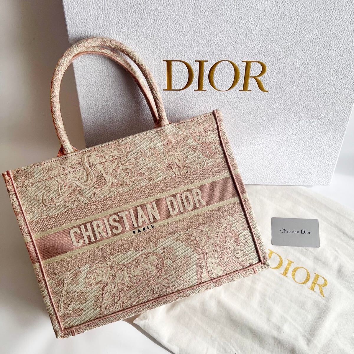 人気 極美品 Christian Dior Book Tote ディオール オブリークジャガード ロゴ ブックトート ミディアム ピンク ハンドバッグ レディース_画像2