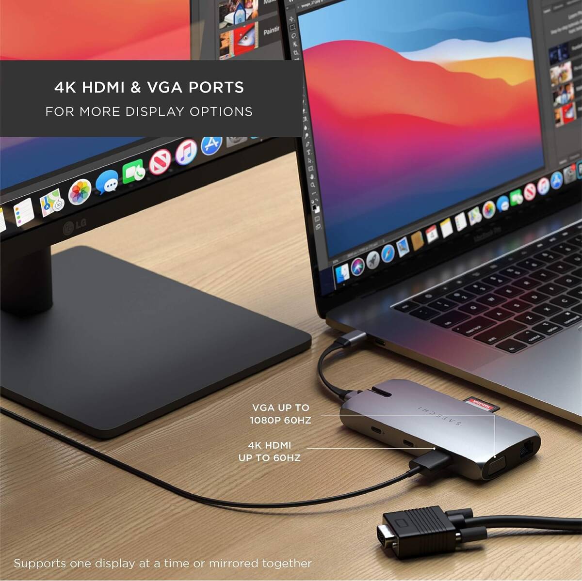 最新モデル Satechi On-The-Go USB-C ハブ 9-in-1 4K HDMI 60Hz VGA LAN USB-C PD SDカードリーダー MacBook Pro Air iPad Pro M1 M2 M M3の画像10