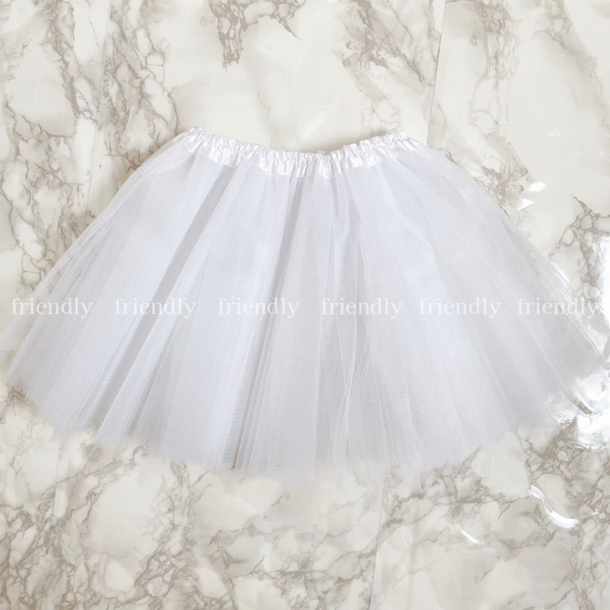 新品 キッズ パニエ チュール ドレス スカート 白 ホワイト 発表会　結婚式　フリーサイズ　ワンサイズ　セレモニー　インナー