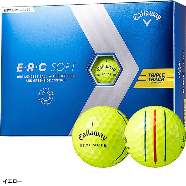 [訳あり・箱潰れ]Callaway キャロウェイ ERC SOFT TRIPLE TRACK ゴルフボール 1ダース 2023年モデル カラー：イエロー ① ボール：新品_画像1