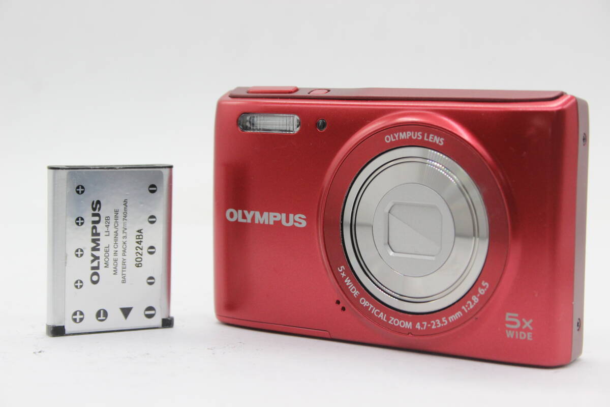【美品 返品保証】 オリンパス Olympus VG-180 レッド 5x Wide バッテリー付き コンパクトデジタルカメラ s7579