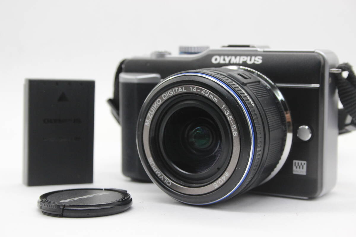 【返品保証】 オリンパス Olympus E-PL1 ブラック 14-42mm F3.5-5.6 バッテリー付き ミラーレス一眼 s7664