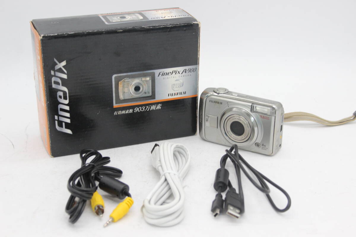 【返品保証】 【便利な単三電池で使用可】フジフィルム Fujifilm Finepix A900 4x 元箱付き コンパクトデジタルカメラ s8241の画像1